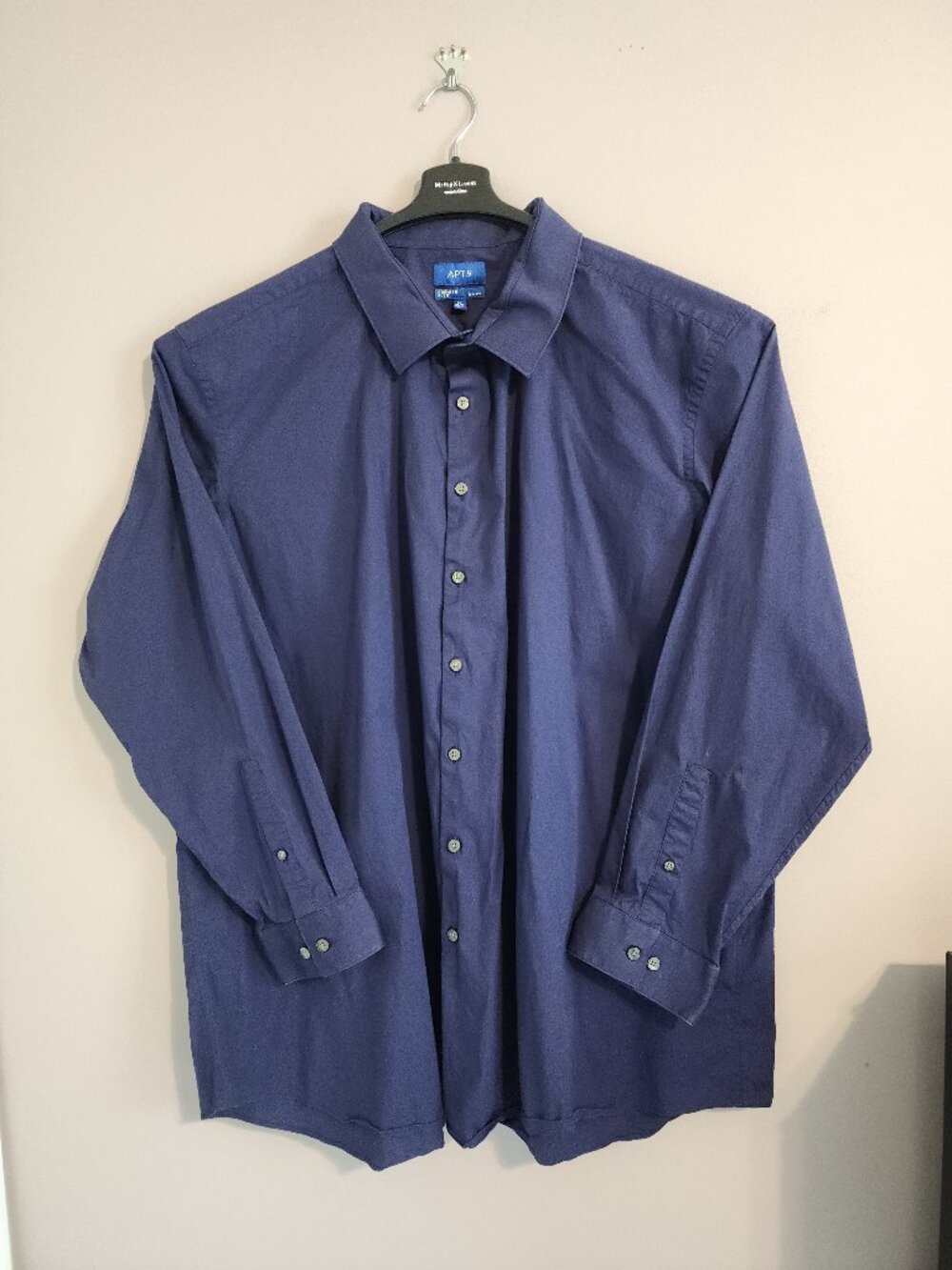 Apt.9 Premier Flex Slim Fit Blue Buttoned Down Dress Shirt, Men's Neck Size 20